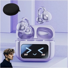 M100 Clip On Ear Headphones with Visual Audio, Smart Touchscreen Bluetooth Ear buds,Open Ear Earbuds Wireless Bluetooth with LCD Full Color Touch Screen,C-Shaped Bridge Audfonos Inalmbricos(Purple) wireless audio bridge,Bluetooth transmitter,WiFi audio lin