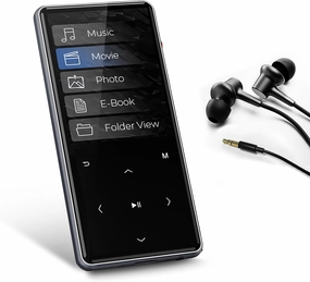 M7 64GB MP3 Player with Bluetooth 5.0: 2.4" Screen Portable Music Player with Speaker-Lossless Music Digital Player with Earphones,Voice Recorder,E-Book,Touch Buttons,Ideal for Sport Black hi-res portable player,digital audio player,DAP lossless,