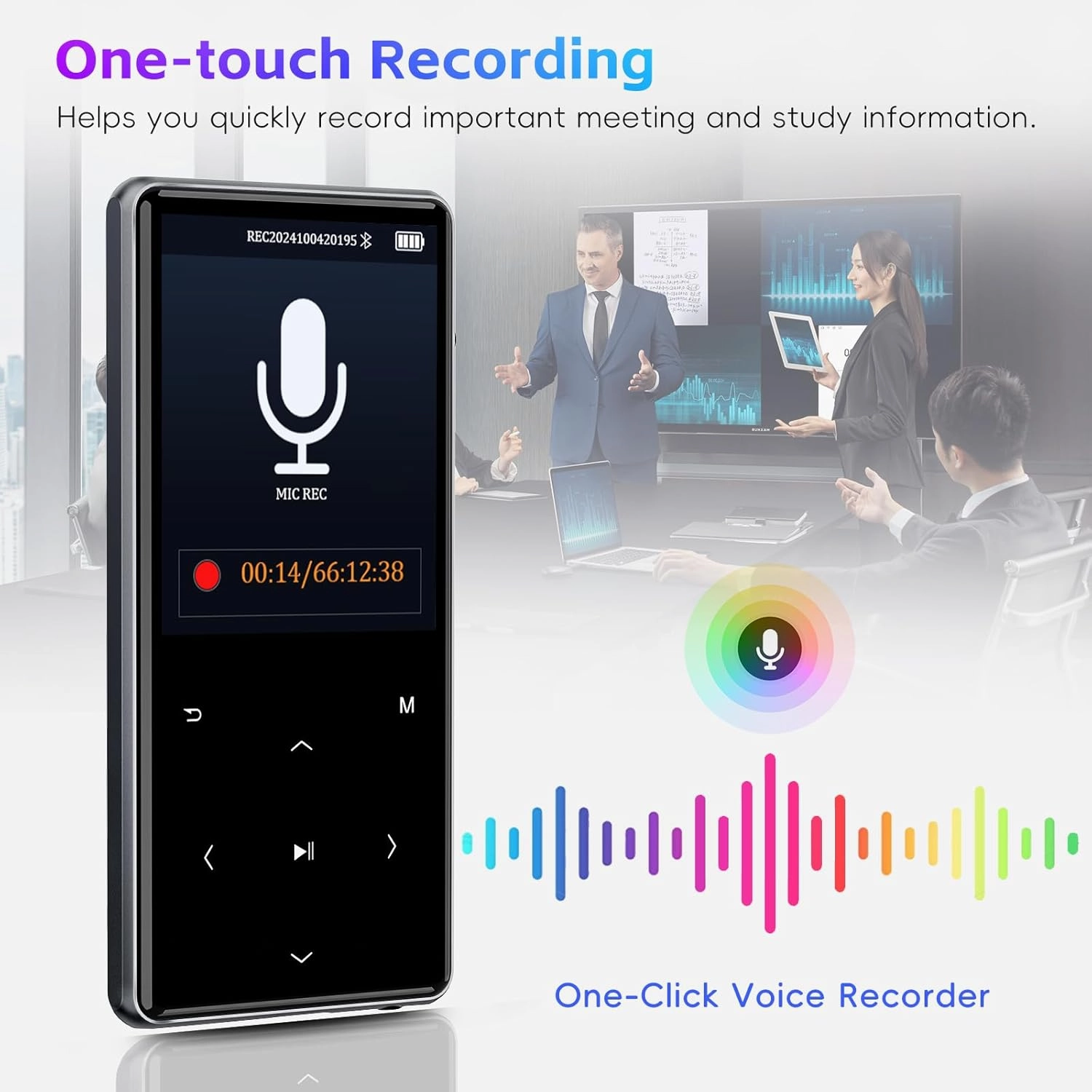 M7 64GB MP3 Player with Bluetooth 5.0: 2.4" Screen Portable Music Player with Speaker-Lossless Music Digital Player with Earphones,Voice Recorder,E-Book,Touch Buttons,Ideal for Sport Black