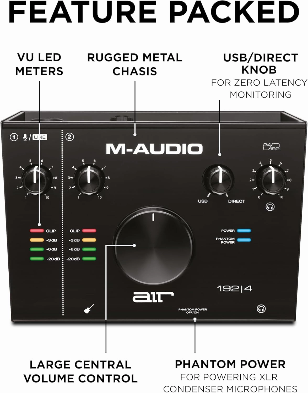 M-Audio AIR 192x4 USB C Audio Interface for Recording, Podcasting, Streaming with Studio Quality Sound, 1 XLR in and Music Production Software