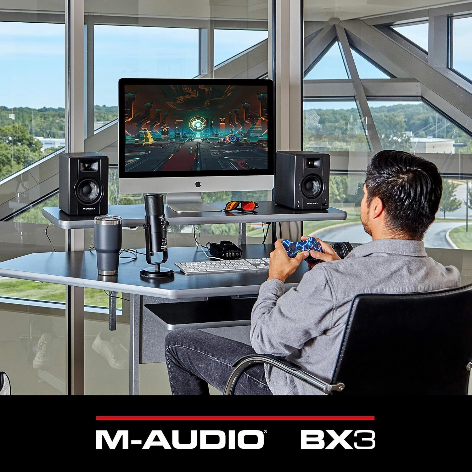 M-Audio BX3 3.5" Studio Monitors, HD PC Speakers for Recording and Multimedia with Music Production Software, 120W, Pair, Black