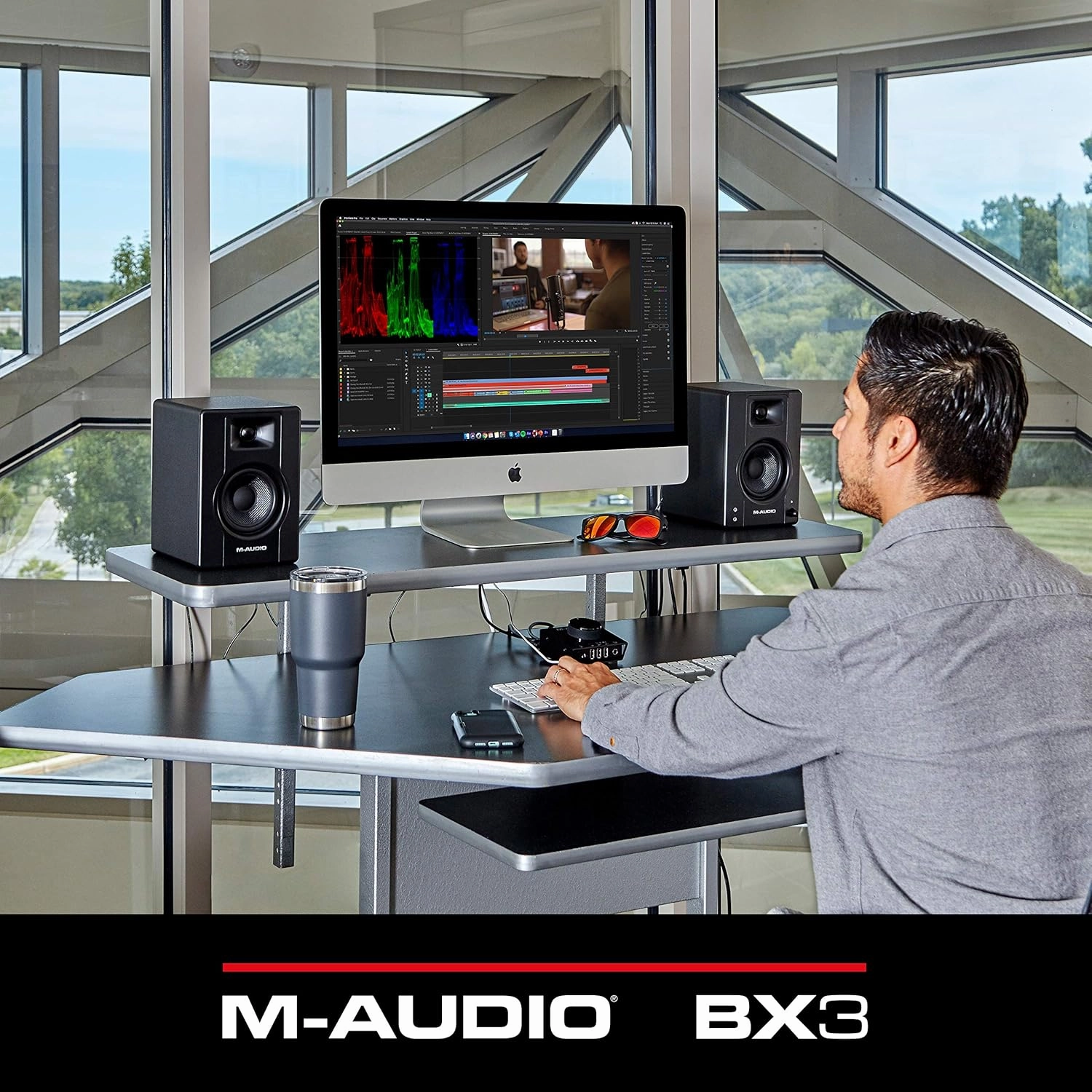M-Audio BX3 3.5" Studio Monitors, HD PC Speakers for Recording and Multimedia with Music Production Software, 120W, Pair, Black