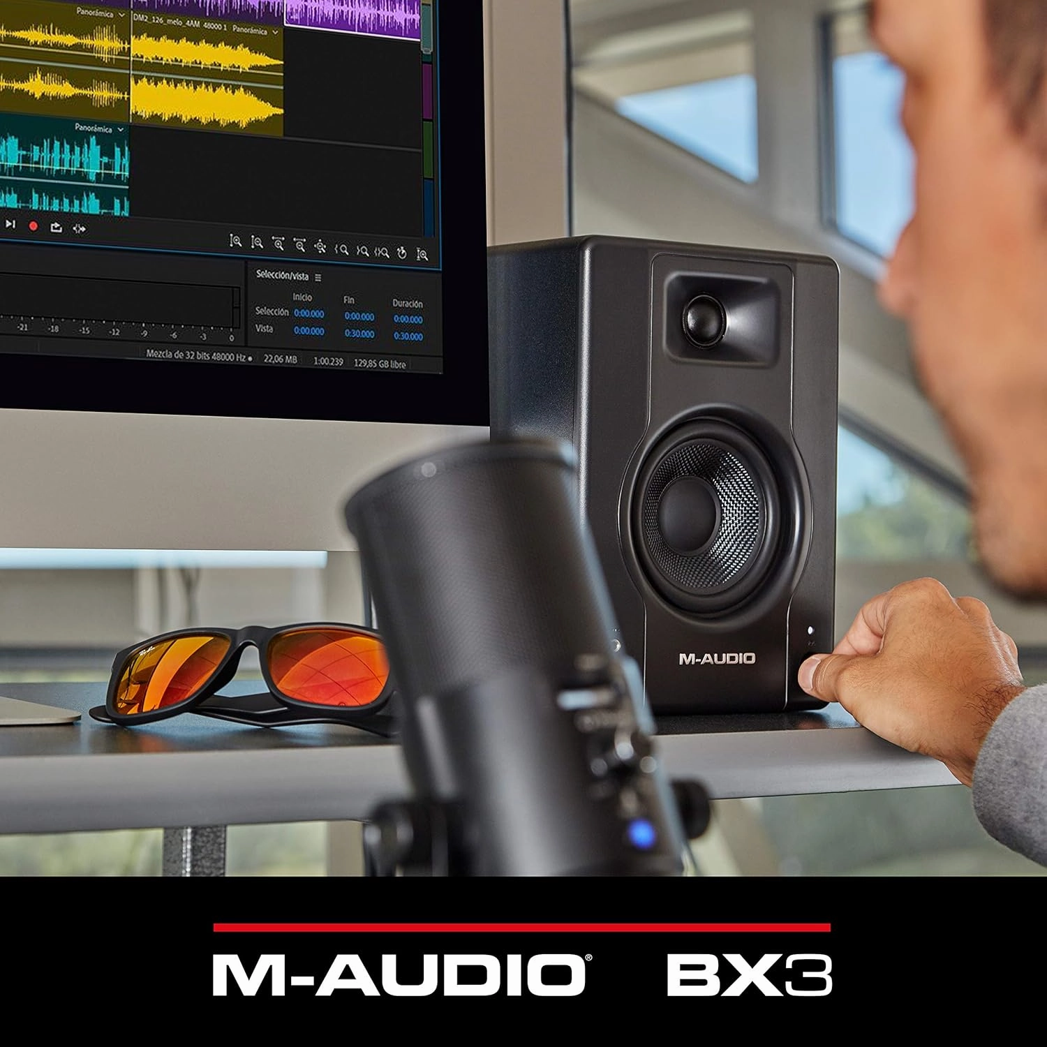 M-Audio BX3 3.5" Studio Monitors, HD PC Speakers for Recording and Multimedia with Music Production Software, 120W, Pair, Black