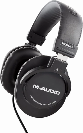M-Audio HDH40  Over Ear Studio Headphones with Closed Back Design, Flexible Headband and 2.7m Cable for Studio Monitoring, Podcasting and Recording - Black over-ear headphones,closed back headphones,wireless studio cans,