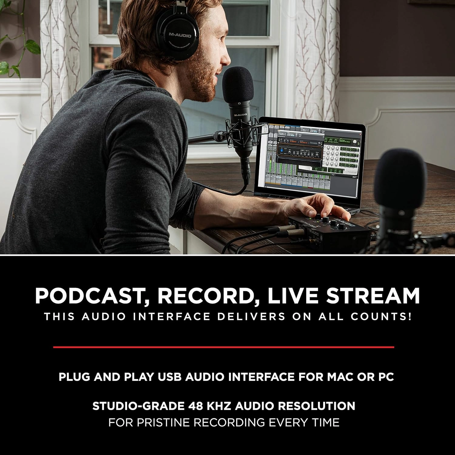 M-Audio M-Track Duo  USB Audio Interface for Recording, Streaming and Podcasting with Dual XLR, Line & DI Inputs, plus a Software Suite Included