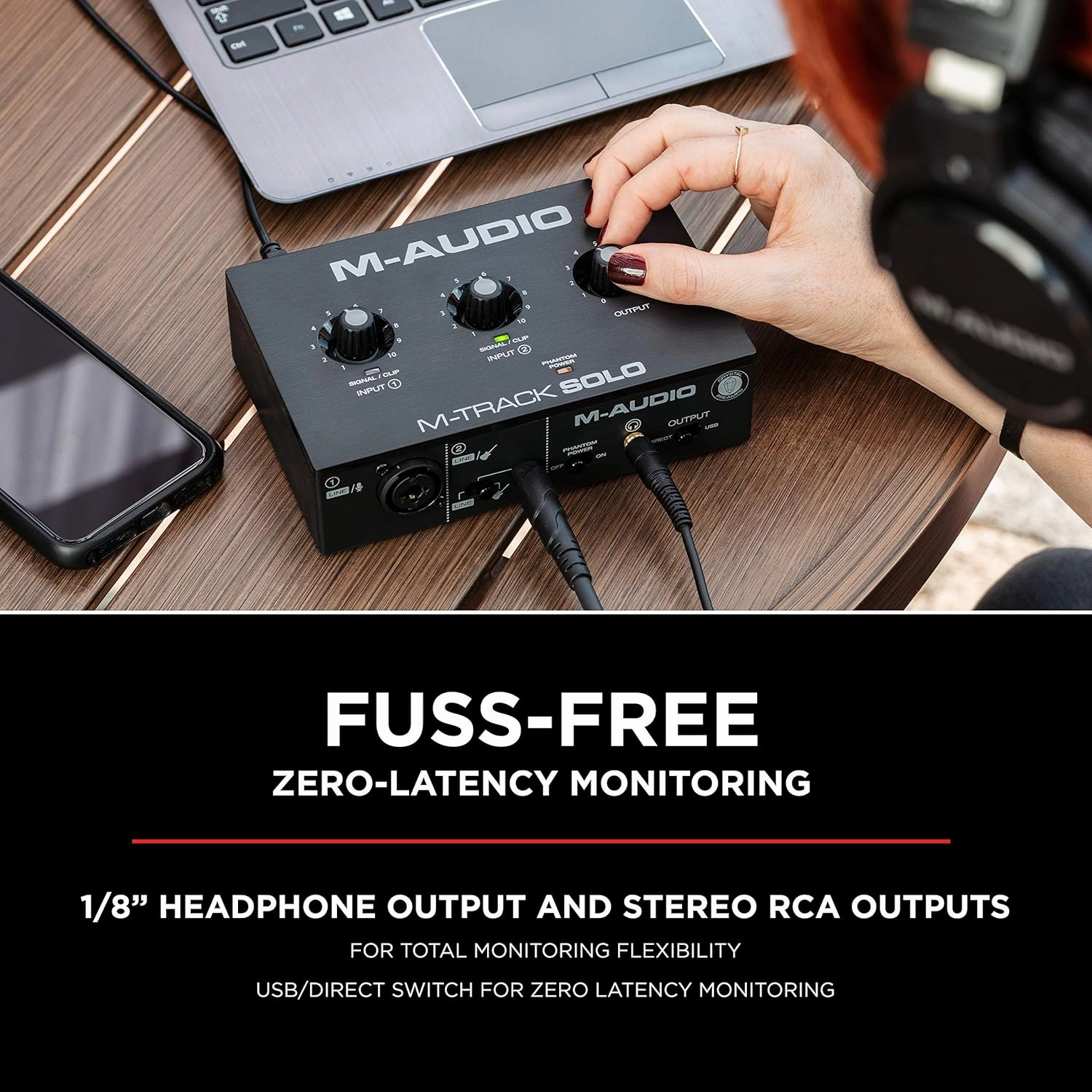 M-Audio M-Track Solo  USB Audio Interface for Recording, Streaming and Podcasting with XLR, Line and DI Inputs, Plus a Software Suite Included