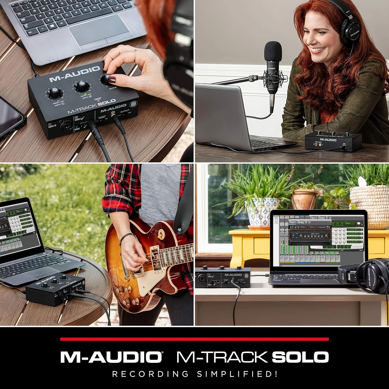 M-Audio M-Track Solo  USB Audio Interface for Recording, Streaming and Podcasting with XLR, Line and DI Inputs, Plus a Software Suite Included