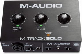 M-Audio M-Track Solo  USB Audio Interface for Recording, Streaming and Podcasting with XLR, Line and DI Inputs, Plus a Software Suite Included DAC,USB audio converter,digital to analog converter,
