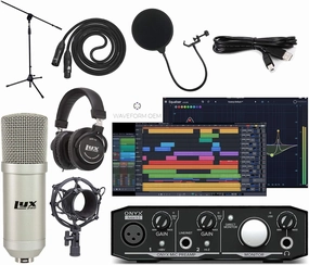 Mackie Onyx Artist 2-2 Audio/Midi interface With Pro Tools First/Tracktion Music Production Software Studio Bundle with Professional Recording Condenser Microphone audio interface,USB interface,music recording input,