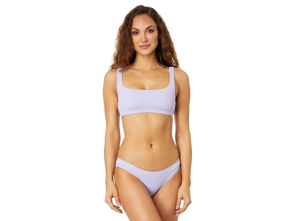 Madewell Bikini Top Women 2XL Subtle Lavendar Ribbed Square-Neck Swimwear JDM296 (Purple,Regular,2XL)
