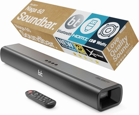 Majority Bluetooth 120W TV Sound Bar for Smart TV, 24 Inch, 2.1 Channel, 3D Sound with Built-in Subwoofer | EQ Control, HDMI Arc, Optical, AUX, Remote, and Wall Mountable Naga 60 Soundbar for TV soundbar,TV speaker bar,home theater soundbar,