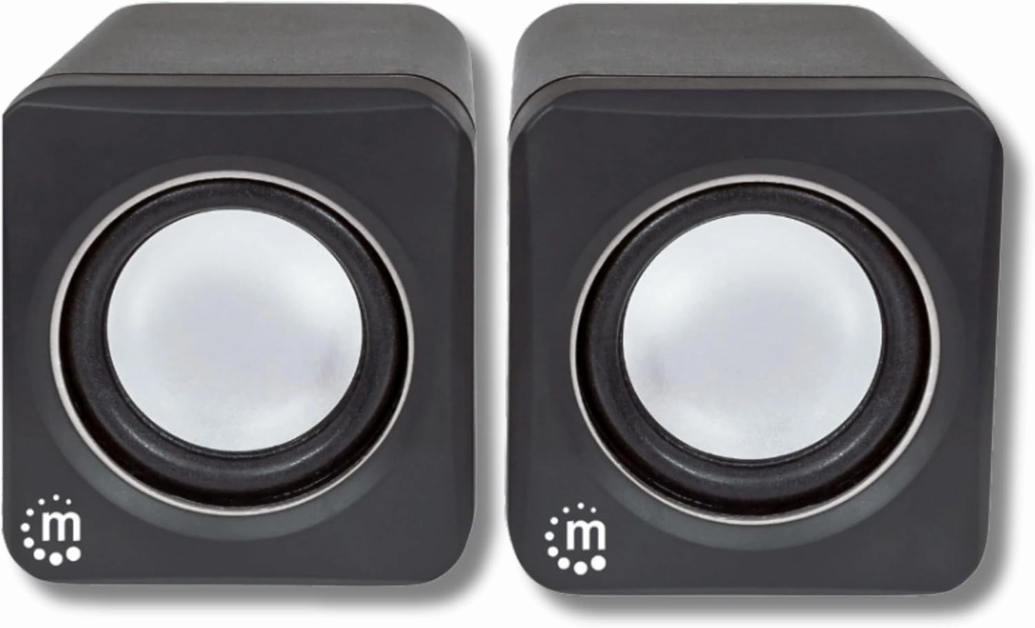 MANHATTAN USB Powered Stereo Speaker System - Small Size - with Volume Control & 3.5 mm Audio Plug to Connect to Laptop, Notebook, Desktop, Computer - 3 Yr Mfg Warranty - Black Silver, 166898 bookshelf speakers,compact stereo speakers,hi-fi shelf speak