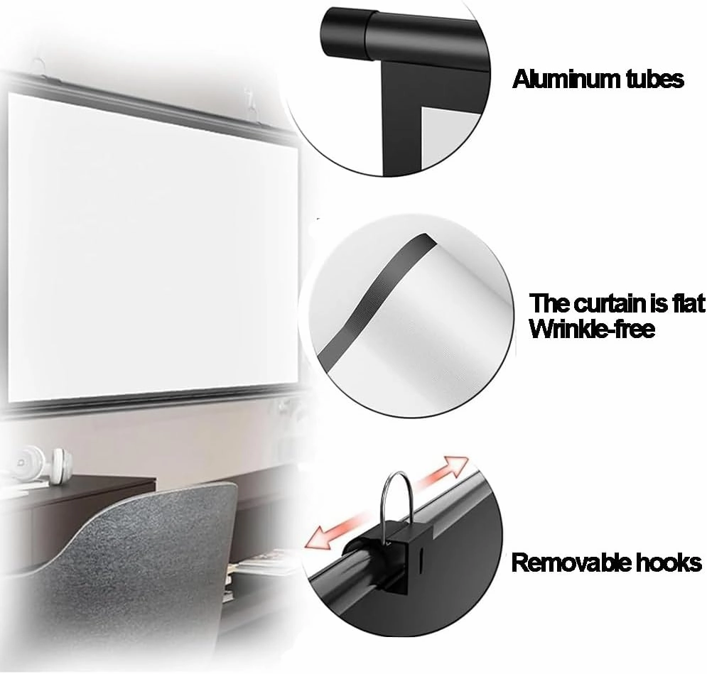 Manual Pull Down Projector Screen 50inch 60inch Wall Mounted Ceiling Projection Screen Roll Up Movie Screen for Home Theater/Cinema(40inch(4:3))