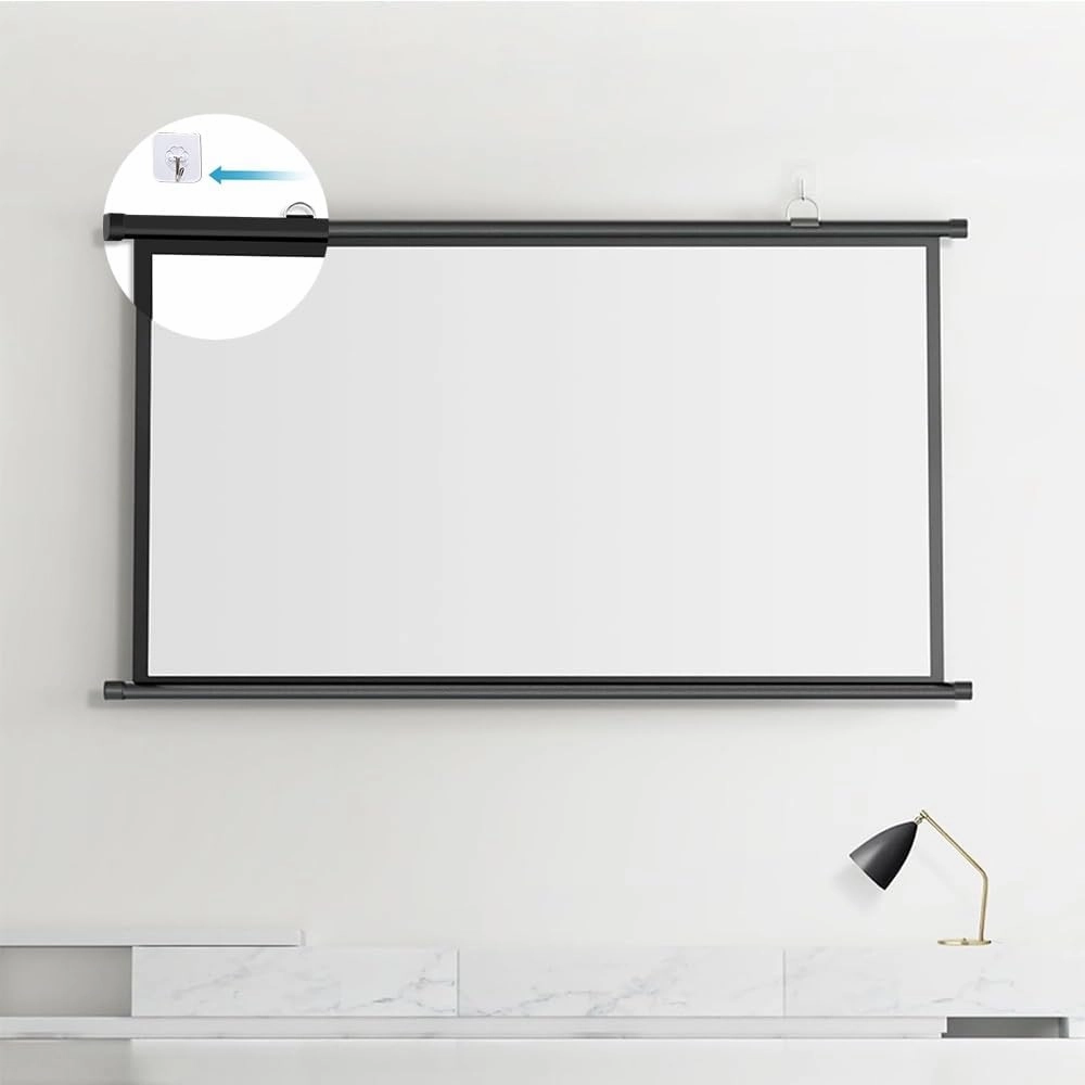 Manual Pull Down Projector Screen 50inch 60inch Wall Mounted Ceiling Projection Screen Roll Up Movie Screen for Home Theater/Cinema(40inch(4:3)) home cinema system,5.1 home theater,surround sound package,