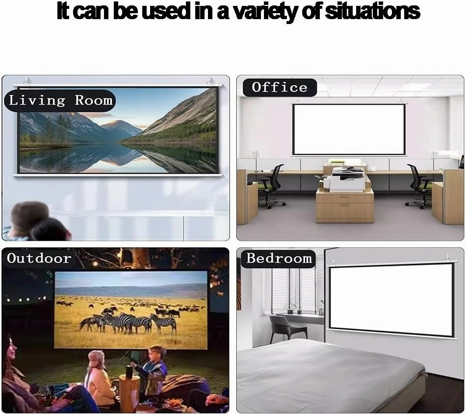Manual Pull Down Projector Screen 50inch 60inch Wall Mounted Ceiling Projection Screen Roll Up Movie Screen for Home Theater/Cinema(40inch(4:3))
