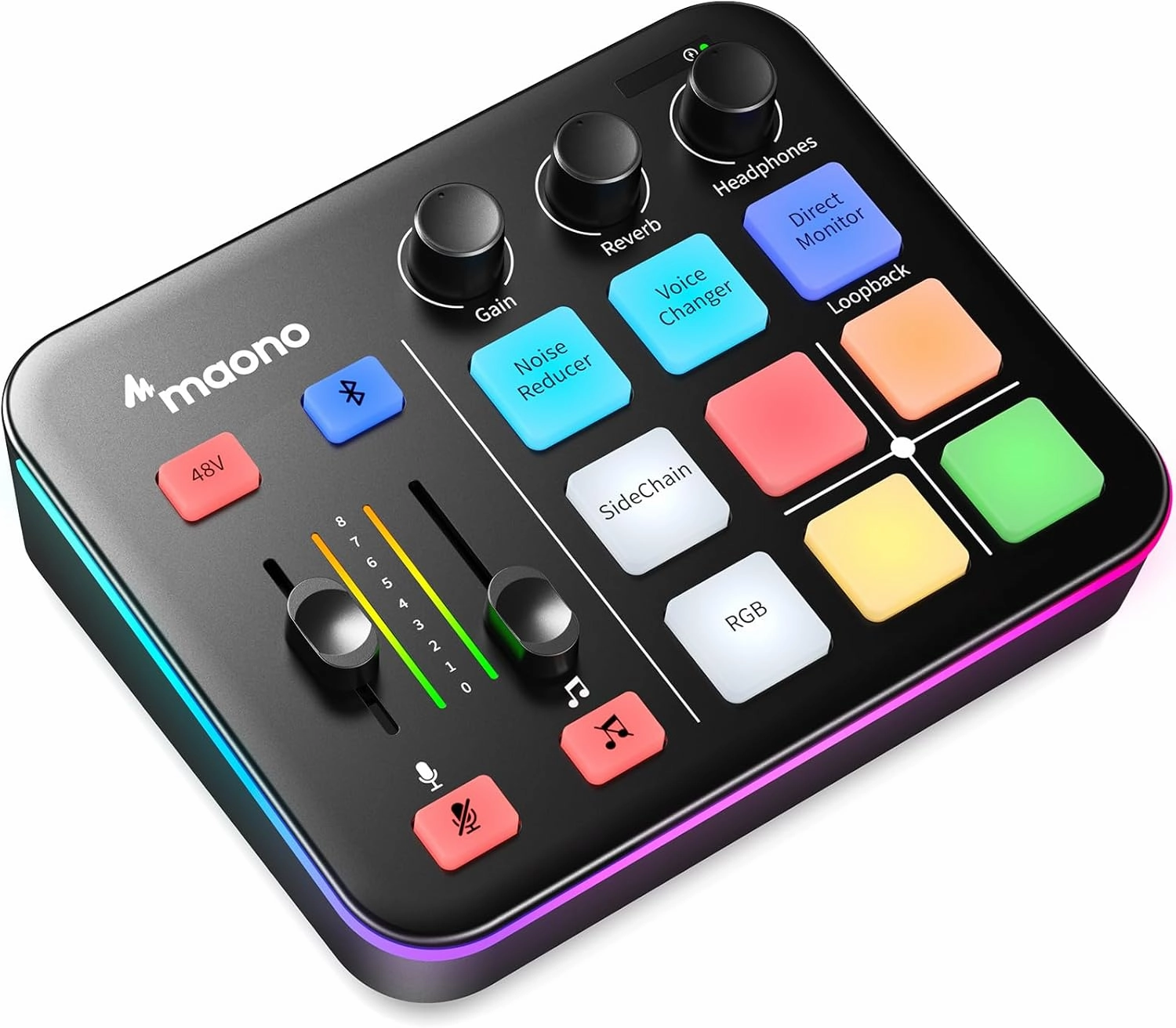 MAONO Gaming Audio Mixer, Audio Interface with Pro-preamp, RGB, Bluetooth, 48V Phantom Power for Live Streaming, Podcasting, Content Create, Gaming MaonoCaster G1 NEO (Not for USB Mic) audio interface,USB interface,music recording input,