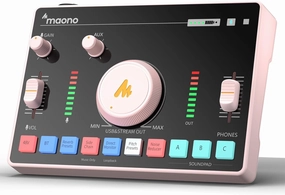 MAONO Streaming Audio Mixer, Audio Interface with Pro-preamp, Bluetooth, Built-in Battery, Noise Cancellation, 48V Phantom Power for Live Streaming, Podcasting, Gaming MaonoCaster AMC2 NEO Pink audio interface,USB interface,music recording input,