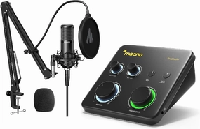 MAONO USB Audio Interface for PC & XLR Dynamic Microphone: Interface with XLR Input 24-bit/192kHz Routing Software Loopback for Recording Music, Guitar, Podcast, Streaming audio interface,USB interface,music recording input,
