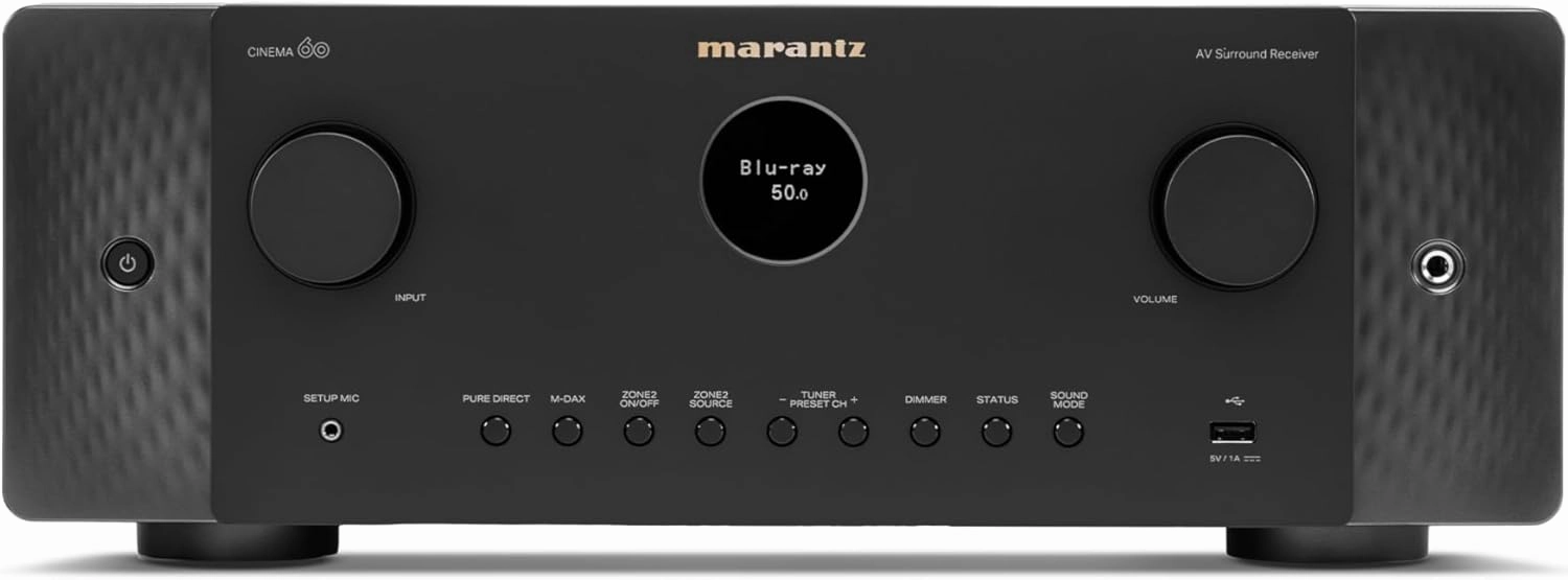 Marantz Cinema 60 7.2-Ch Receiver (100W X 7) - 4K/120 and 8K Home Theater Receiver, Built-in Bluetooth, Wi-Fi & HEOS Multi-Room, Supports Dolby Atmos & DTS:X AV receiver,surround receiver,home theater amplifier,
