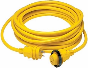 Marinco 199119 Cordset, 30A 125V, 50', Yellow power cord,hi-fi power cable,AC power lead,