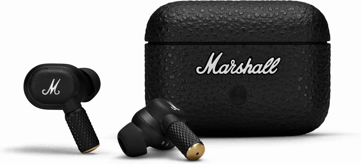 Marshall Motif II True Wireless Active Noise-Canceling Earbuds Headphones, Black noise cancelling headphones,ANC headphones,travel headphones,