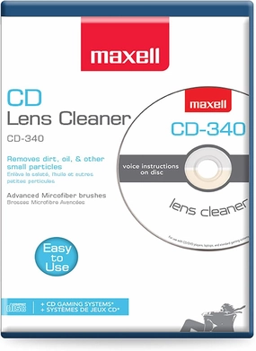 Maxell  Pro 190048 CD-340 Laser Lens Cleaner - Safe & Effective CD Player & Game Station Compact Disc Cleaner - Microfiber Brushes Eliminates Static & Dust - Easy to Use with No Chemicals record cleaning kit,vinyl cleaner,stylus brush set,