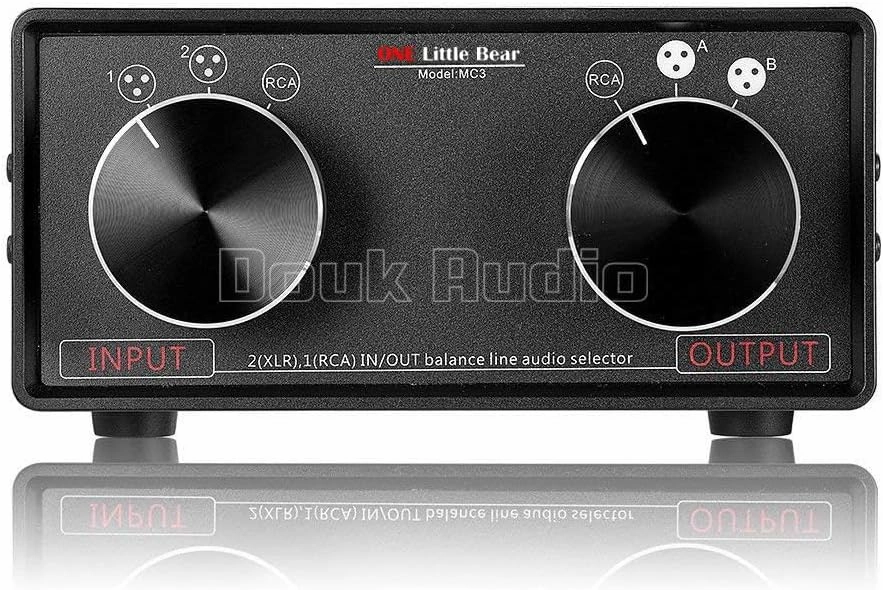 MC3 2-IN-2-OUT XLR Balanced/RCA Converter Audio Selector Splitter Box Passive Preamp XLR to RCA Switch balanced output player,audiophile player,hi-res digital player,