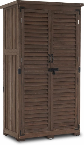 MCombo Outdoor Storage Cabinet, Garden Storage Shed, Outside Vertical Shed with Lockers, Outdoor 63 Inches Wood Tall Cabinet for Yard and Patio 0870 (Brown) equipment cabinet,AV gear cabinet,component enclosure,