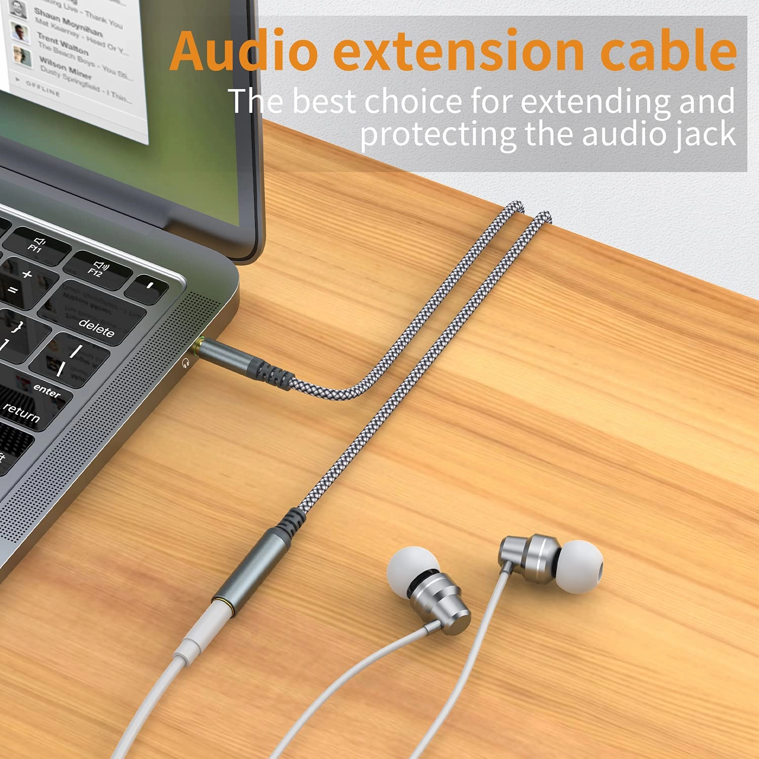 MCSPER Headphone Extension Cable, [2-Pack, 6.6ft Hi-Fi ] 3.5mm Extension AudioMale to Female Aux Adapter Hi-Fi Sound Stereo Extender Cord for Headset, iPhone, iPad, Smartphones, Tablets & More (Grey)