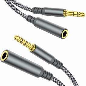 MCSPER Headphone Extension Cable, [2-Pack, 6.6ft Hi-Fi ] 3.5mm Extension AudioMale to Female Aux Adapter Hi-Fi Sound Stereo Extender Cord for Headset, iPhone, iPad, Smartphones, Tablets & More (Grey) speaker cable,audio wire,hi-fi speaker cord,
