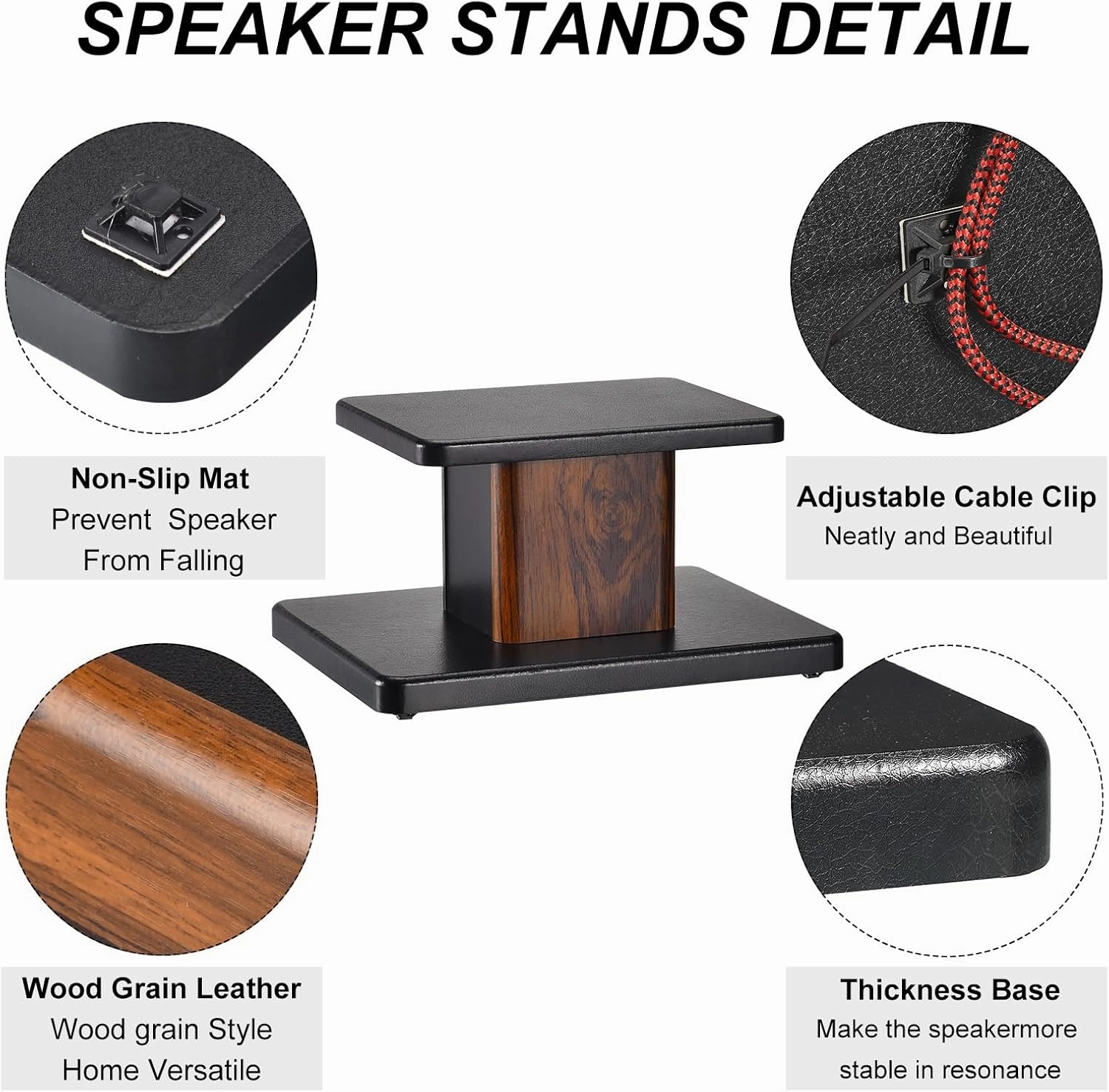 MECCANIXITY Wood Speaker Stands, 2 Pack 5.9 Inch (15cm) Universal Speaker Stand Hollowed Stands Enhanced Audio Listening for Home Theaters Cinema