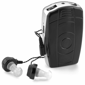 MEDca Digital Personal Sound and Voice Amplifier - Pocket Sound with Single Ear and Double Ear Headphone Earbuds with Wired Connectivity Technology for Adults - Black headphone amplifier,portable amp,desktop headphone amp,