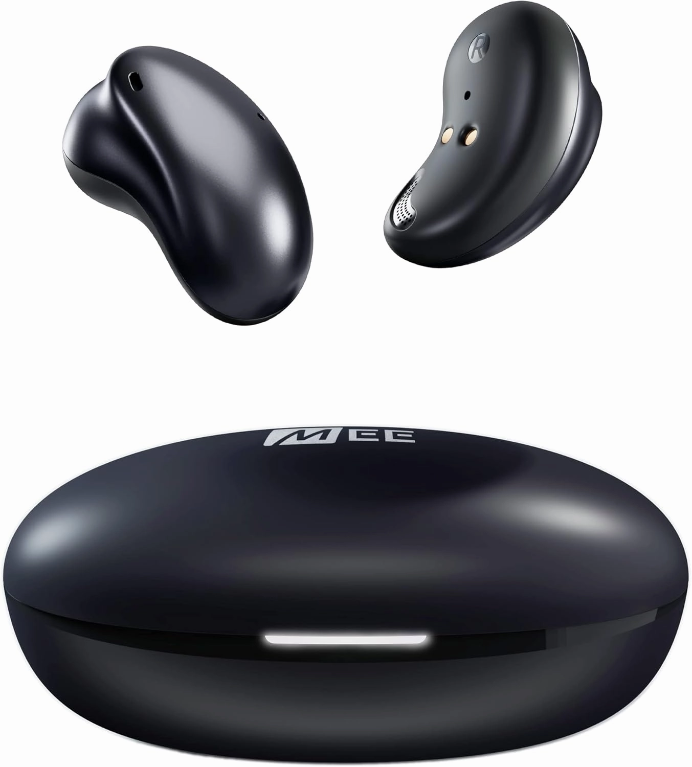 MEE audio Pebbles True Wireless Earbuds - Bluetooth 5.3 Low Profile in Ear Lightweight Headphones with Headset Microphone & Call Noise Reduction for Gym/Workouts/Sports and Gaming, Onyx wireless earbuds,Bluetooth earphones,true wireless stereo,