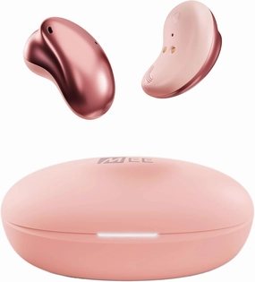 MEE audio Pebbles True Wireless Earbuds - Bluetooth 5.3 Low Profile in Ear Lightweight Headphones with Headset Microphone & Call Noise Reduction for Gym/Workouts/Sports and Gaming, Rose Gold wireless earbuds,Bluetooth earphones,true wireless stereo,
