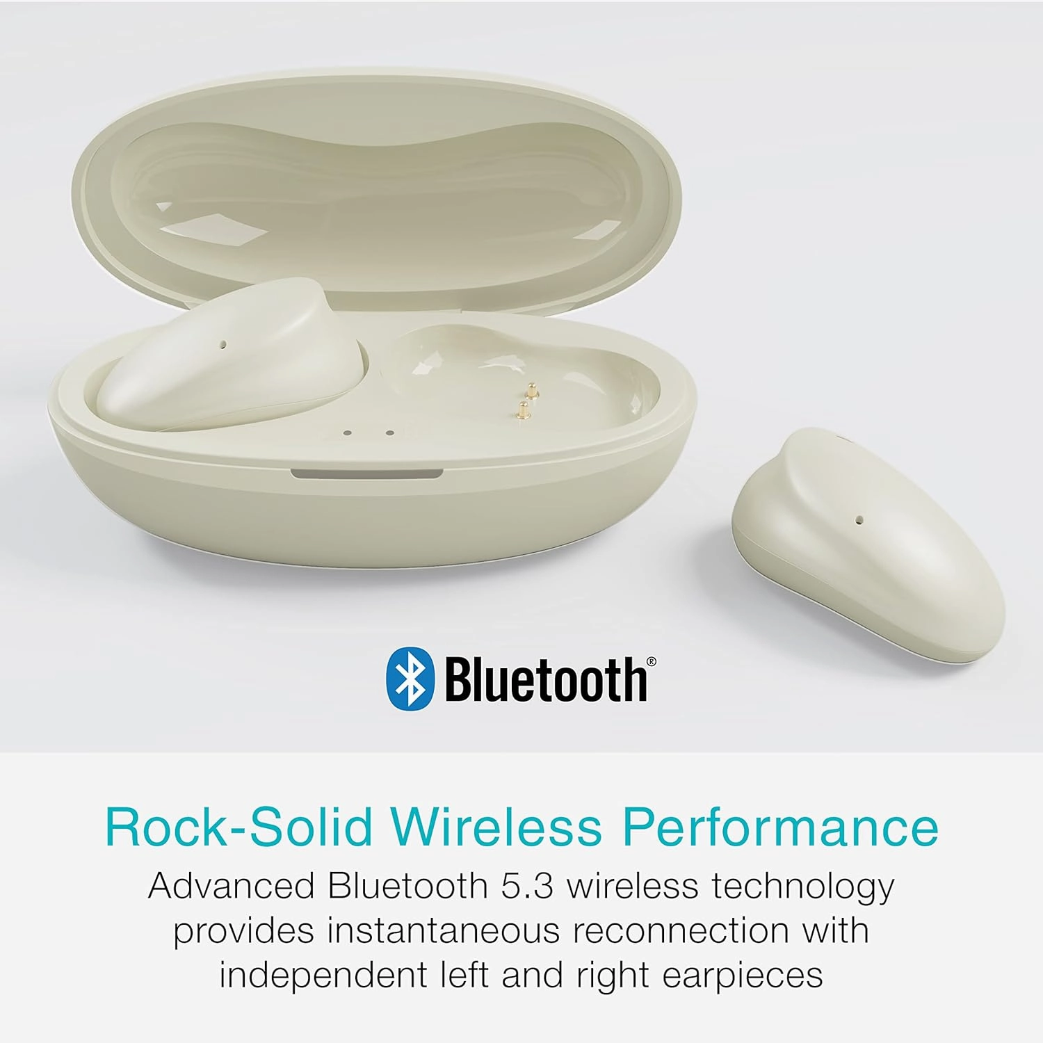 MEE audio Pebbles True Wireless Earbuds - Bluetooth 5.3 Low Profile in Ear Lightweight Headphones with Headset Microphone & Call Noise Reduction for Gym/Workouts/Sports and Gaming, Sandstone