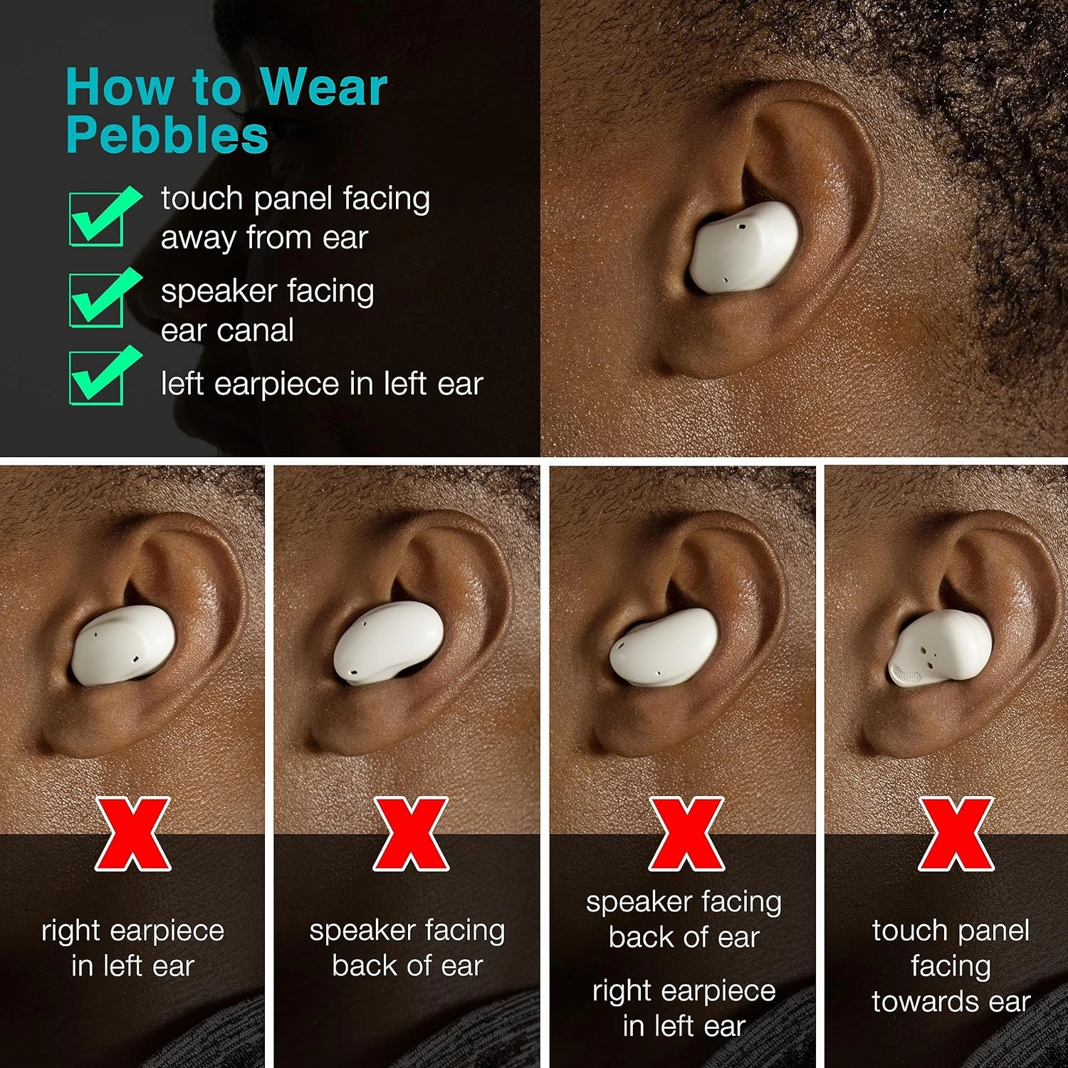 MEE audio Pebbles True Wireless Earbuds - Bluetooth 5.3 Low Profile in Ear Lightweight Headphones with Headset Microphone & Call Noise Reduction for Gym/Workouts/Sports and Gaming, Sapphire