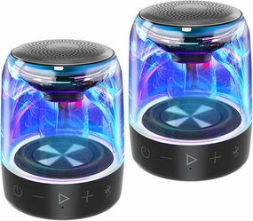 MEGATEK Portable Bluetooth Speakers (2-Pack)  True Wireless Stereo (TWS) Pair, Vibrant LED Lights, 360 HD Sound, 12-Hour Playtime, IPX5 Waterproof  Perfect for Home, Parties, Outdoors, and Travel floorstanding speakers,tower speakers,stereo floor speakers,