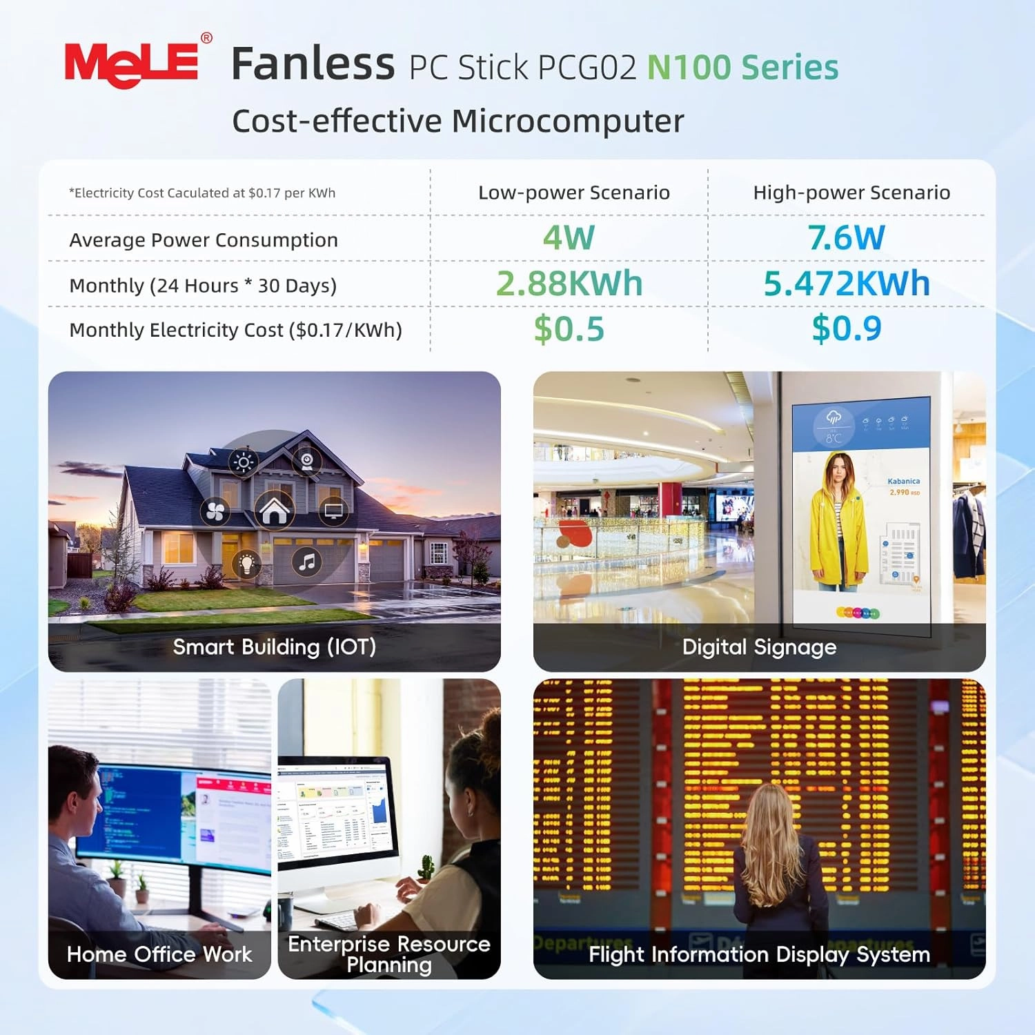 MeLE PCG02 N100 Slim Mini PC Stick 8GB LPDDR4x 128GB, Full Function USB-C Fanless Mini Computer Stick Dual HDMI 4K Display 2.4G/5G WiFi BT5.1 GbE Micro PC with VESA Mount, on NAS, IoT, Digital Signage