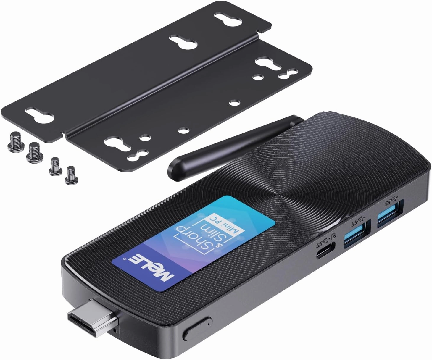 MeLE PCG02 N100 Slim Mini PC Stick 8GB LPDDR4x 128GB, Full Function USB-C Fanless Mini Computer Stick Dual HDMI 4K Display 2.4G/5G WiFi BT5.1 GbE Micro PC with VESA Mount, on NAS, IoT, Digital Signage smart audio hub,voice control speaker,Alexa compatible 