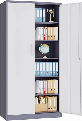 Metal File Cabinet,Locking Storage Cabinet with 2 Doors and 5 Adjustbale Shelves,Steel Tool Cabinet for Garage,Basement,Home Office equipment cabinet,AV gear cabinet,component enclosure,