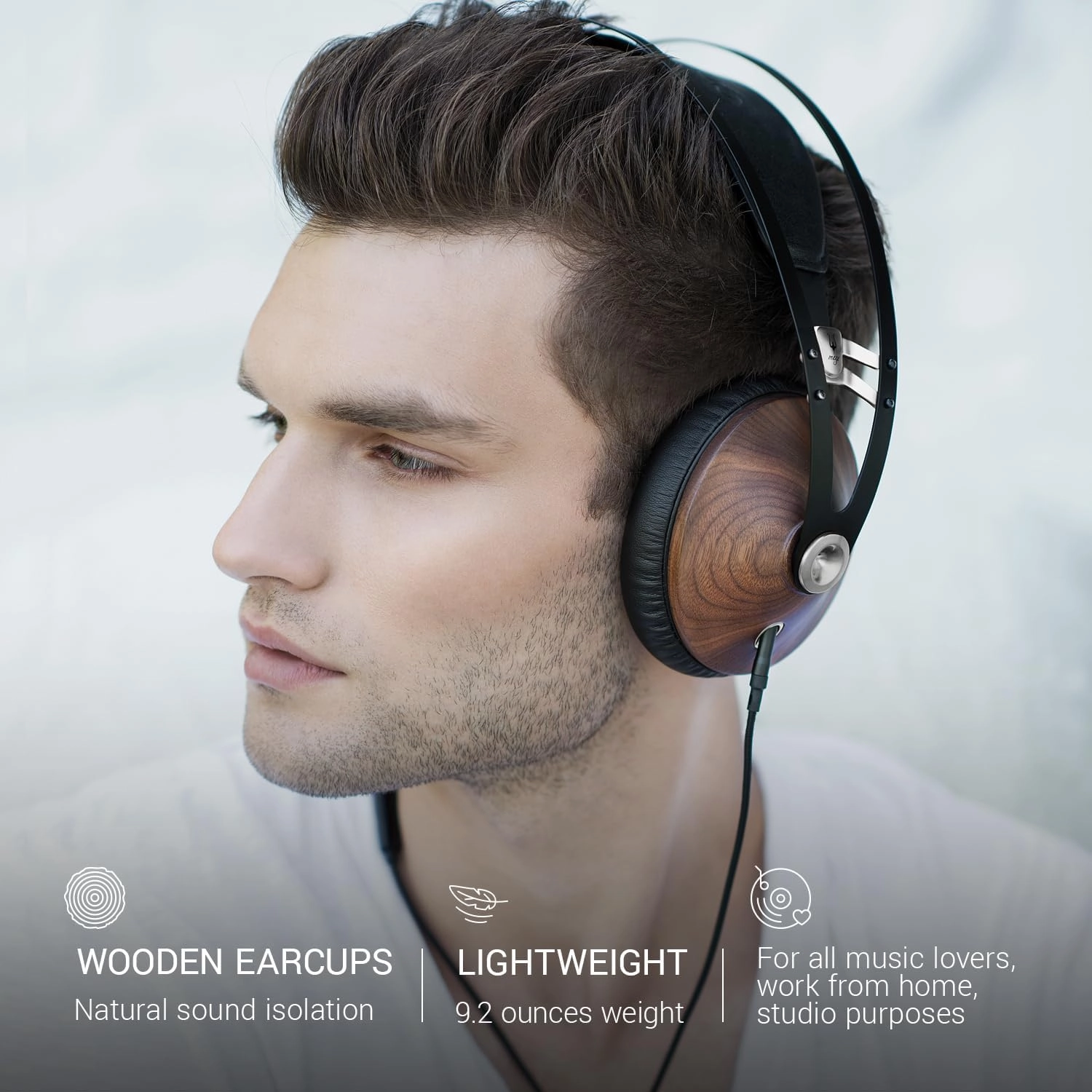 MEZE AUDIO | 99 Classics Walnut Silver | Wooden Closed-Back Headphones for Audiophiles | Gaming | Podcasts | Home Office | Wired Over-Ear Headphones with Mic and Self Adjustable Headband