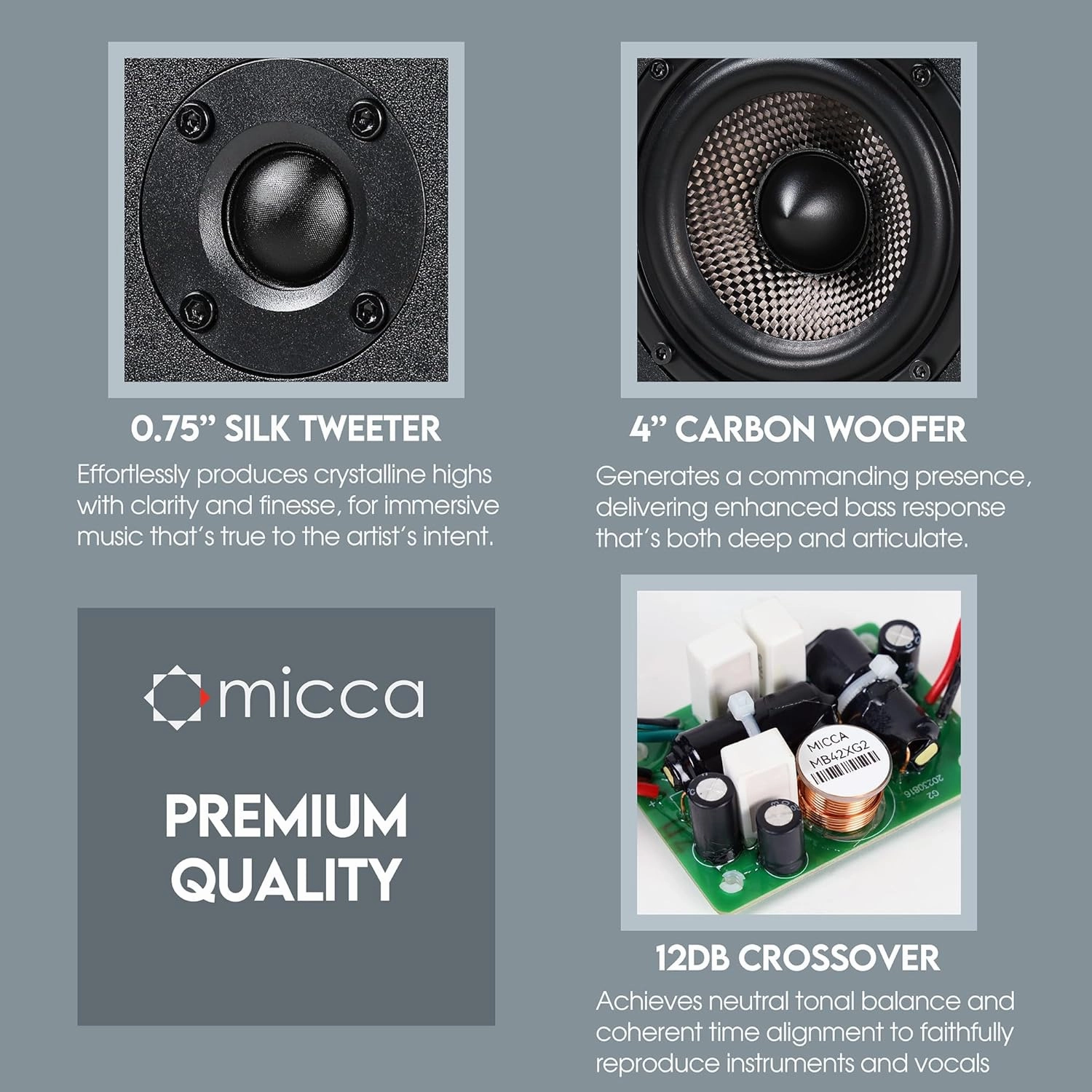 Micca MB42X G2 Passive Bookshelf Speakers for Home Theater Surround Sound, Stereo, and Passive Near Field Monitor, 2-Way (Black, Pair)