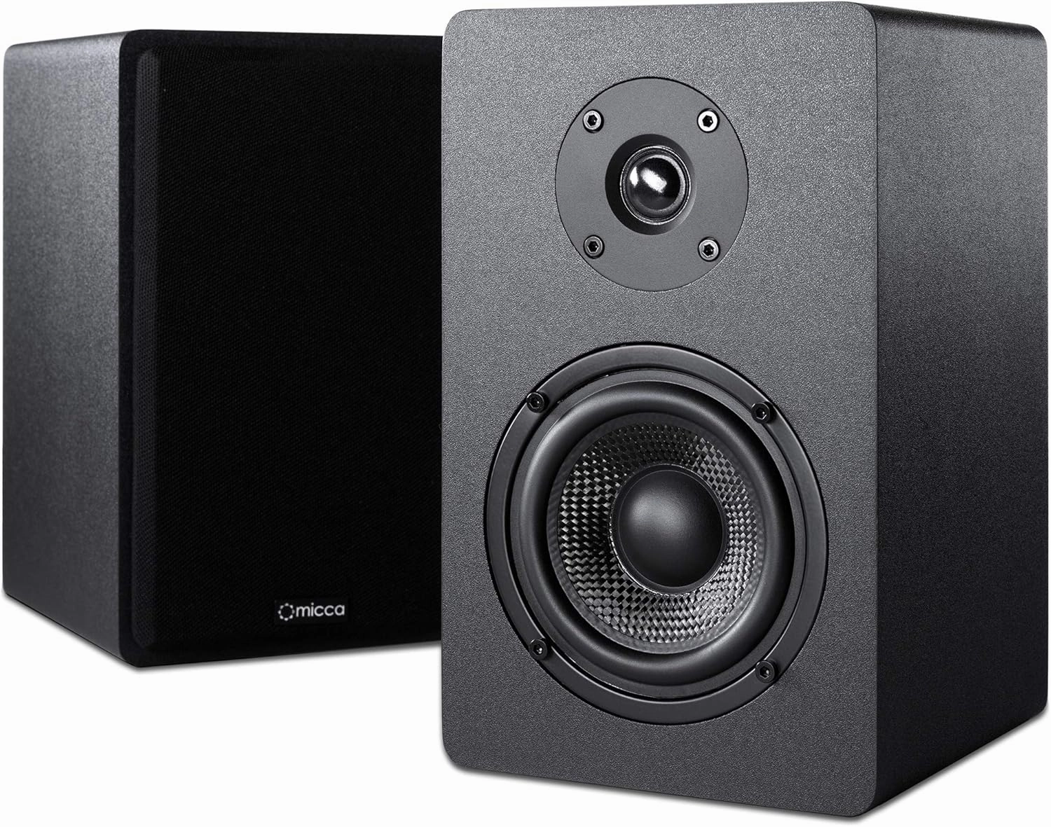 Micca PB42X Powered Bookshelf Speakers, 30-Watt RMS Power, Active Near Field Studio Monitors, 2-Way (Black, Pair) studio monitors,nearfield speakers,mixing reference monitors,