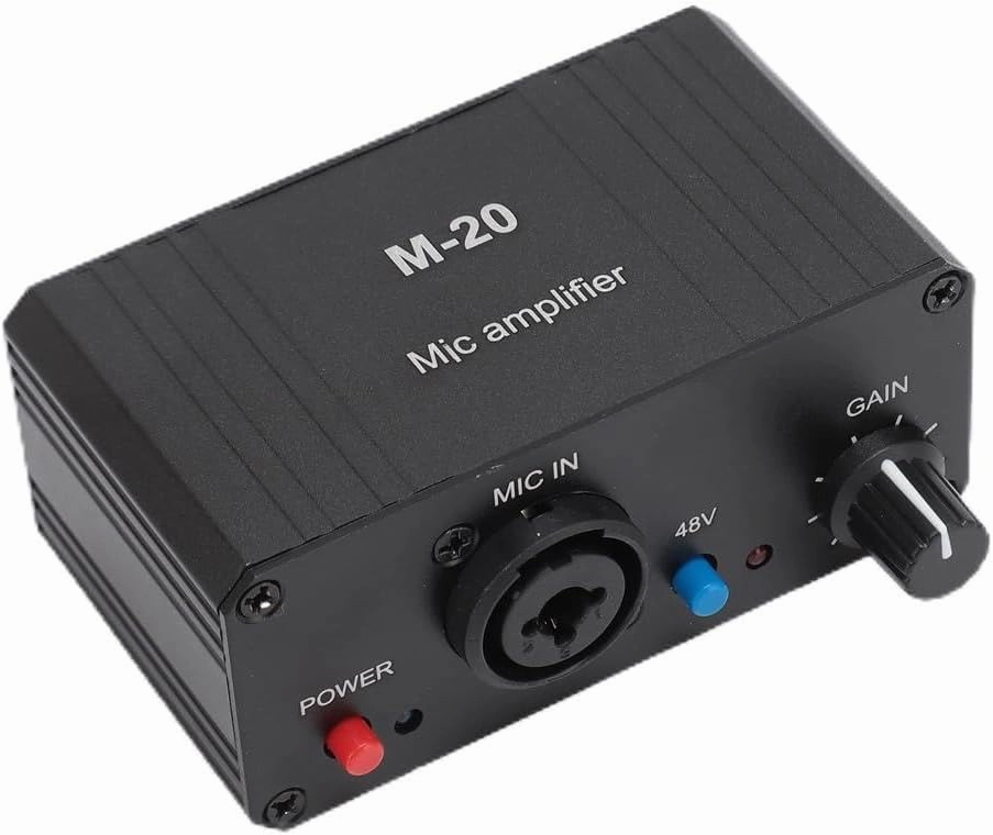 Microphone Preamp, 48V Power High Gain Electronic Audio Stereo Phonograph Preamplifier, with XLR Output, for Dynamic Condenser Microphones Booster balanced output player,audiophile player,hi-res digital player,