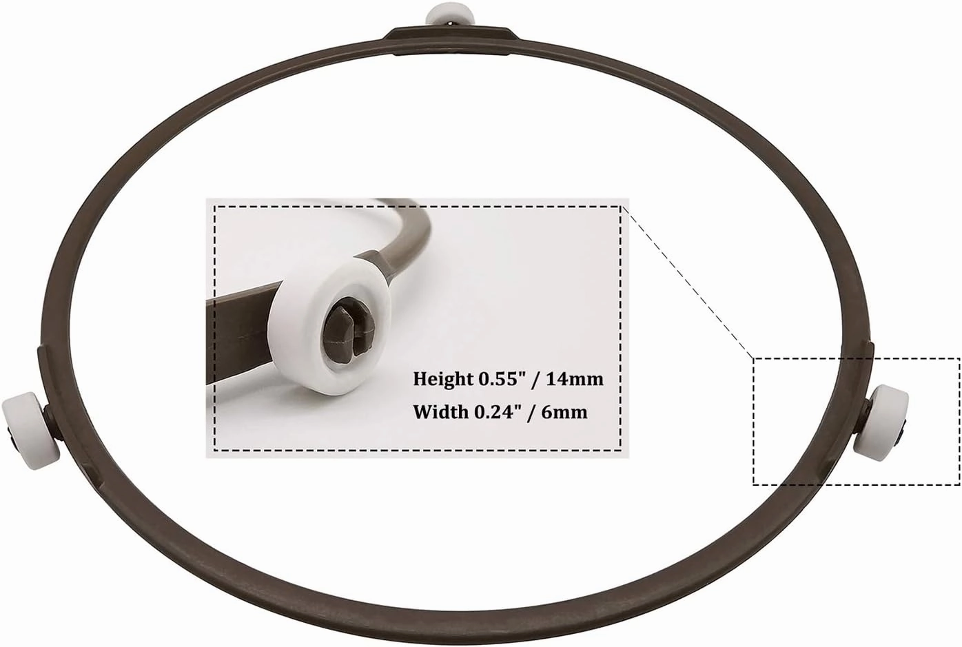 Microwave Glass Turntable Plate Roller Support Rotating Ring, Wheels Height: 0.55" / 14mm, Outer Diamater 7" / 178mm - 2 Pack