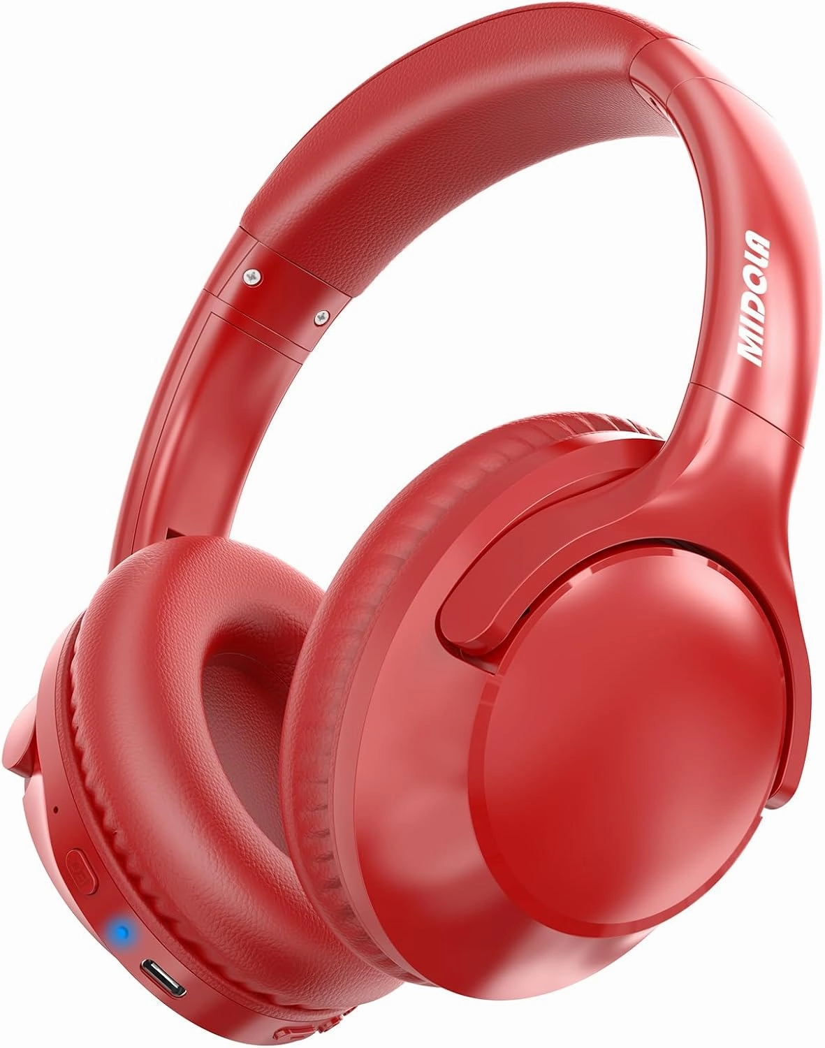MIDOLA Bluetooth Headphones Over Ear 68H Playtime 6 EQ Wireless Headset with Microphone HiFi Stereo Foldable Lightweight Deep Bass for Travel Home Office Cellphone Red over-ear headphones,closed back headphones,wireless studio cans,