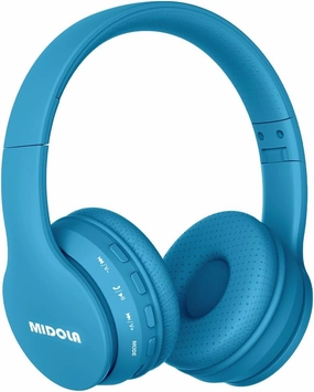 MIDOLA Kids Headphones Bluetooth 5.3 Wireless 60H Play Time Volume Limit 85/110dB Over Ear Foldable Protection Headset/Wired AUX Cord Mic for Children Boy Girl Travel School Phone Pad Tablet Blue over-ear headphones,closed back headphones,wireless studio c