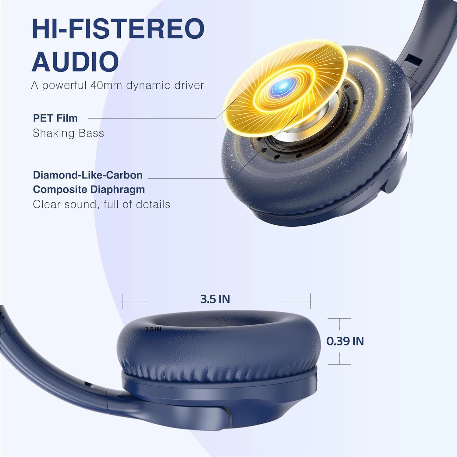 MIDOLA Wired Headphones Over-Ear Hi-Fi Sound with Microphone Adjustable Foldable, 1.5M Cord & 3.5mm Jack, Lightweight Headset for Kids Adults PC iPad Laptop Deep Blue