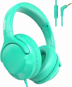 MIDOLA Wired Headphones Over-Ear Hi-Fi Sound with Microphone Adjustable Foldable, 1.5M Cord & 3.5mm Jack, Lightweight Headset for Kids Adults PC iPad Laptop Green over-ear headphones,closed back headphones,wireless studio cans,