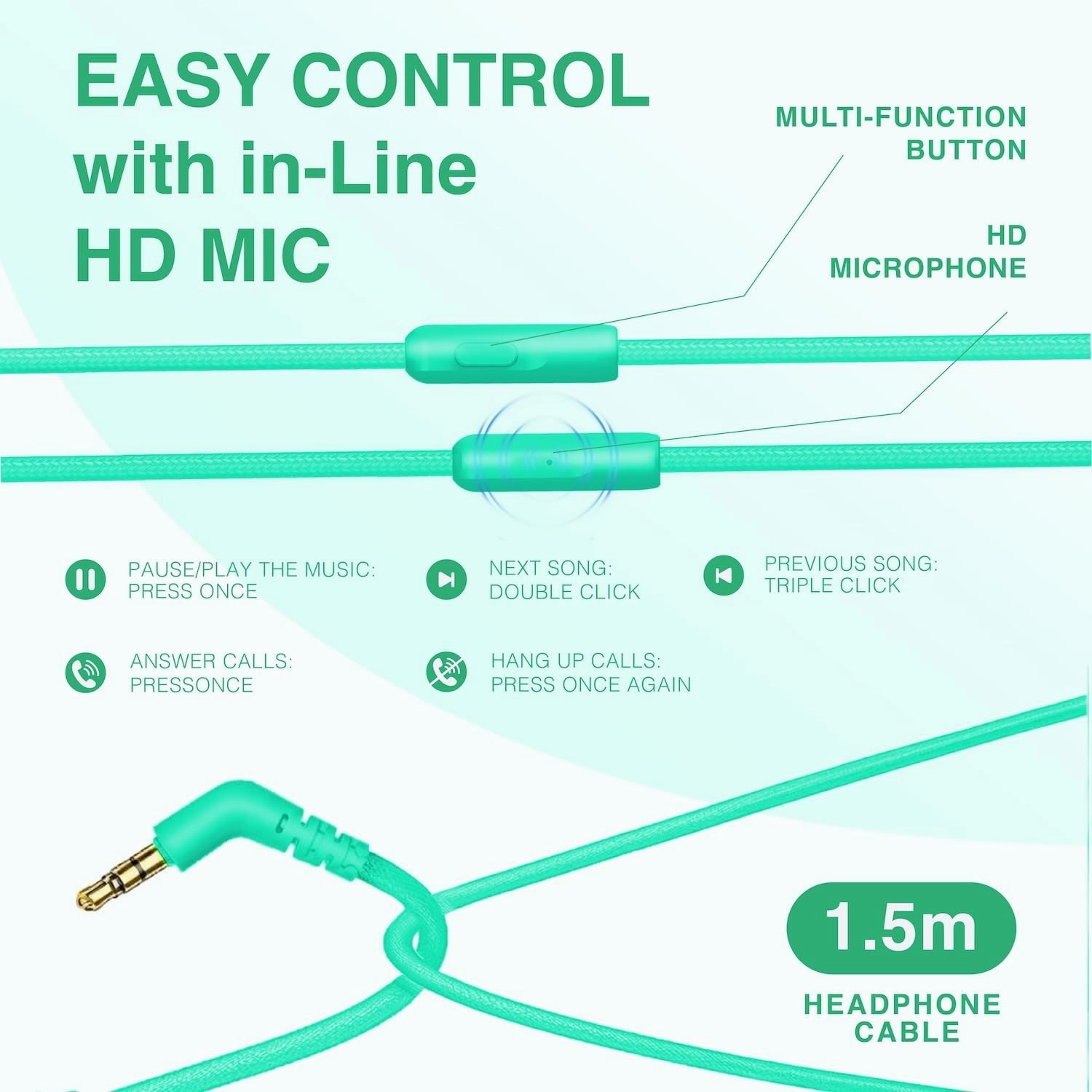 MIDOLA Wired Headphones Over-Ear Hi-Fi Sound with Microphone Adjustable Foldable, 1.5M Cord & 3.5mm Jack, Lightweight Headset for Kids Adults PC iPad Laptop Green